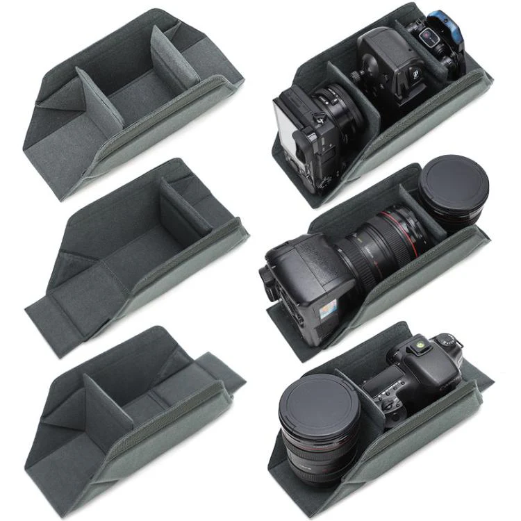 Shockproof DSLR Camera Bag Polyester Thickened Insert Organizer(Grey) - Image 4