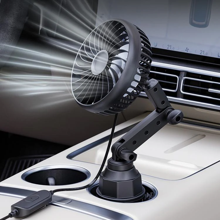 SHUNWEI 12V/24V Car Cup Holder Fan With USB Single Head(Black)