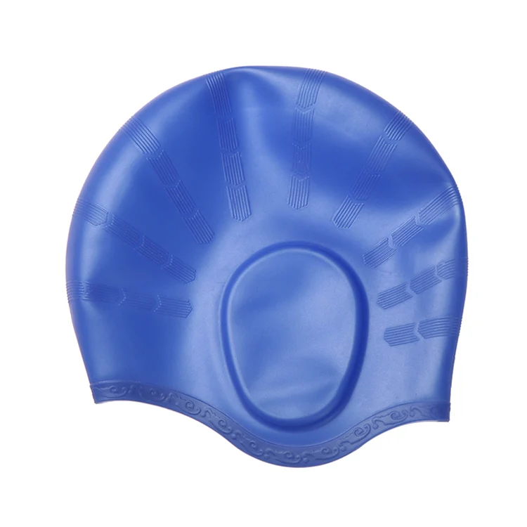 Silicone Ear Protection Waterproof Swimming Cap for Adults with Long Hair(Blue) - Image 2