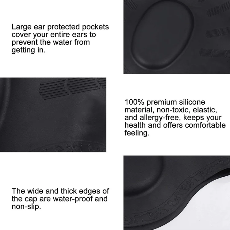 Silicone Ear Protection Waterproof Swimming Cap for Adults with Long Hair(Blue) - Image 3