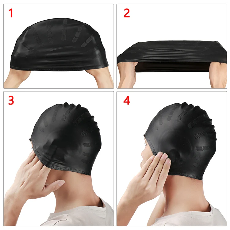 Silicone Ear Protection Waterproof Swimming Cap for Adults with Long Hair(Yellow) - Image 5