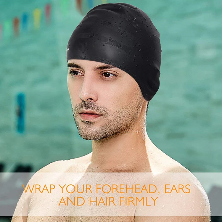 Silicone Ear Protection Waterproof Swimming Cap for Adults with Long Hair(Yellow) - Image 6