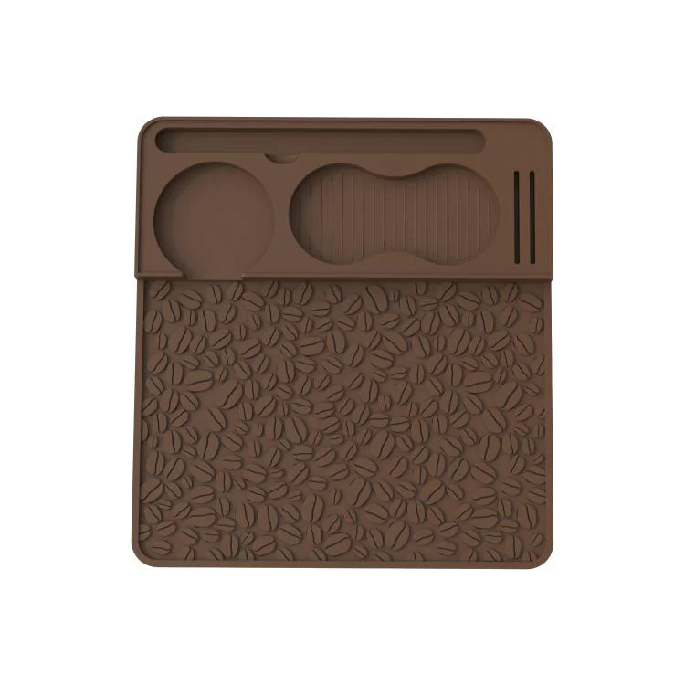 Silicone Espresso Tamping Mat Multi-Function Coffee Tamper Holder Station Non-Slip Espresso Bar Mat(Coffee)
