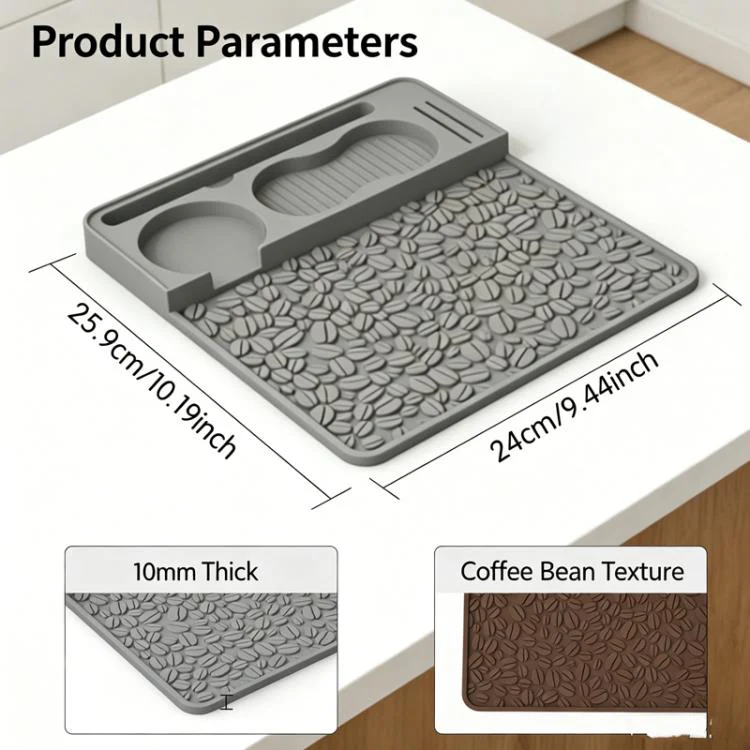 Silicone Espresso Tamping Mat Multi-Function Coffee Tamper Holder Station Non-Slip Espresso Bar Mat(Gray) - Image 7