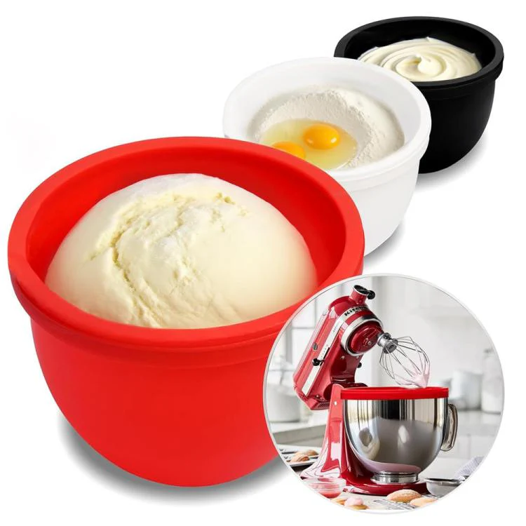 Silicone Lining With Lid For KitchenAid Tilt-Head 5-Quart Stainless Steel Mixing Bowl Replacement(Red) - Image 2