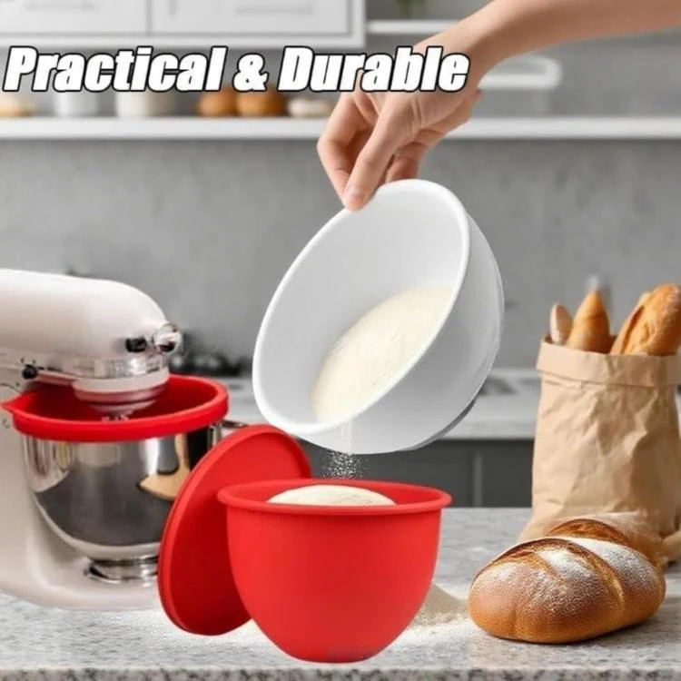 Silicone Lining With Lid For KitchenAid Tilt-Head 5-Quart Stainless Steel Mixing Bowl Replacement(Red) - Image 3