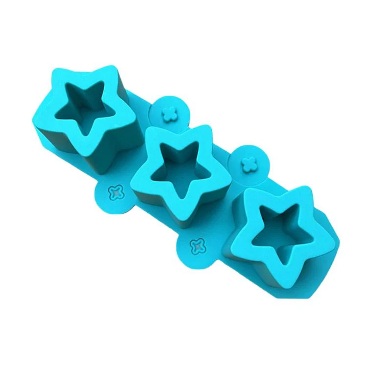 Silicone Squishy Mold 3-Cavity Star Mold For Ice Cups, Succulent & Gypsum Flower Pots(Dark Green)