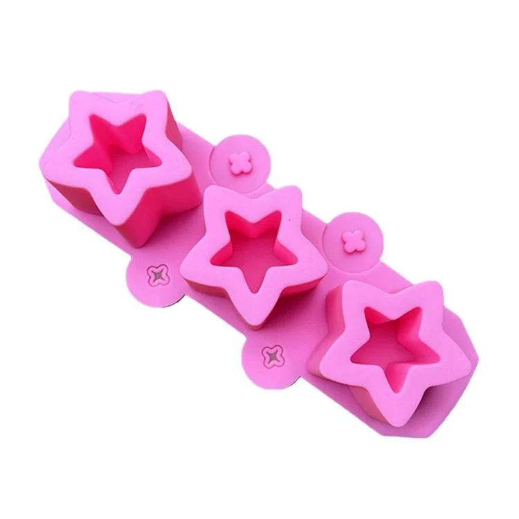 Silicone Squishy Mold 3-Cavity Star Mold For Ice Cups, Succulent & Gypsum Flower Pots(Pink)