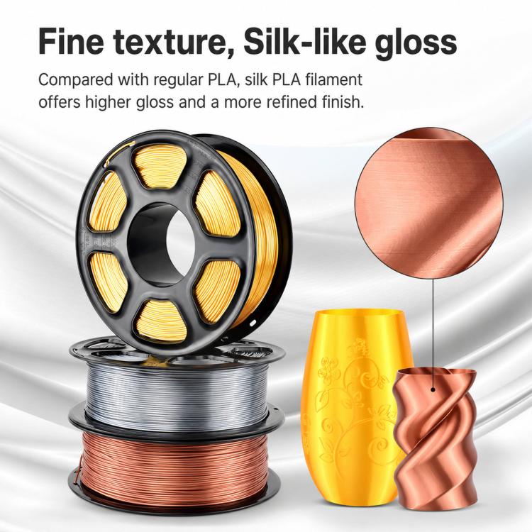 Silk PLA 3D Printer Filament 1.75mm 1kg Spool Shiny Metallic Gloss Finish 3D Printing Material(Green) - Image 2