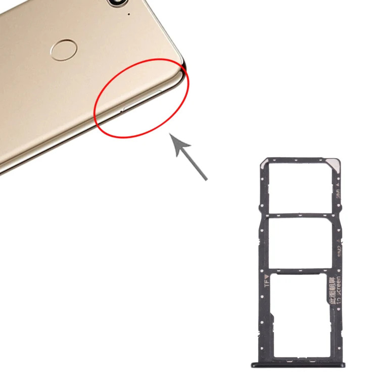 SIM Card Tray + SIM Card Tray + Micro SD Card Tray for Huawei Enjoy 8 (Black) - Image 4