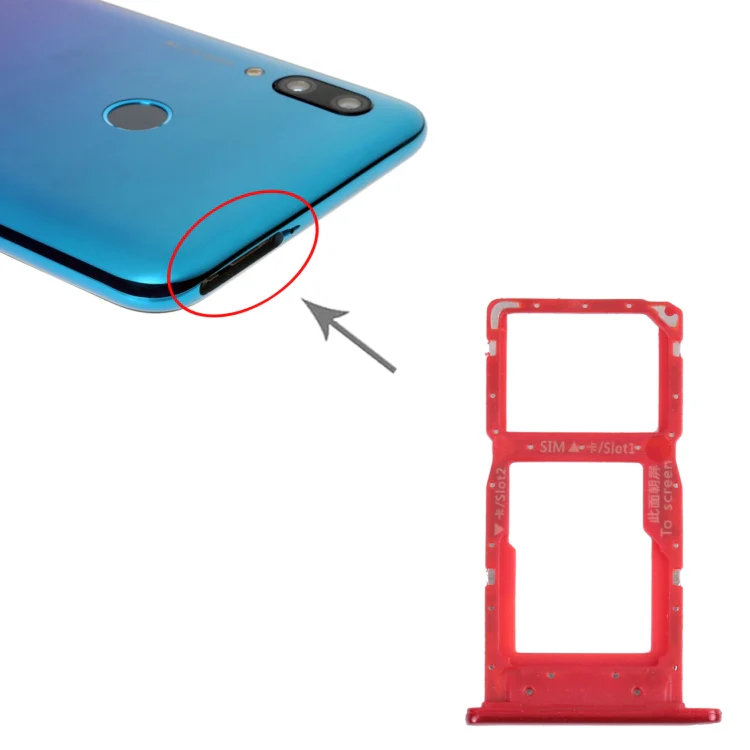 SIM Card Tray + SIM Card Tray / Micro SD Card Tray for Huawei P Smart (2019) (Red) - Image 4