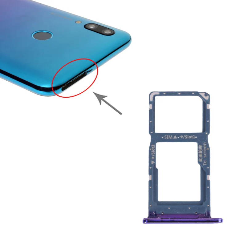 SIM Card Tray + SIM Card Tray / Micro SD Card Tray for Huawei P Smart (2019)(Purple) - Image 4