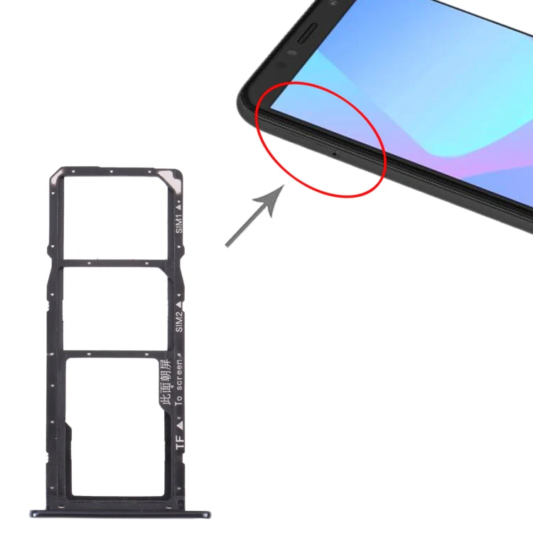 SIM Card Tray + SIM Card Tray + Micro SD Card Tray for Huawei Y6 (2018) (Black) - Image 4