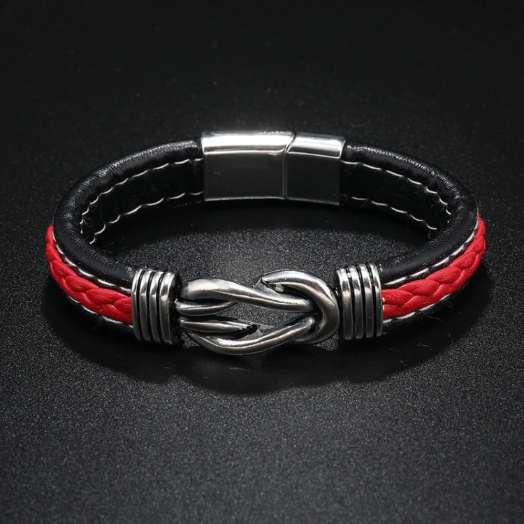 Simple Alloy Magnetic Clasp Leather Bracelet Personalized Braided Bracelet, Style: Black 21cm - Image 4