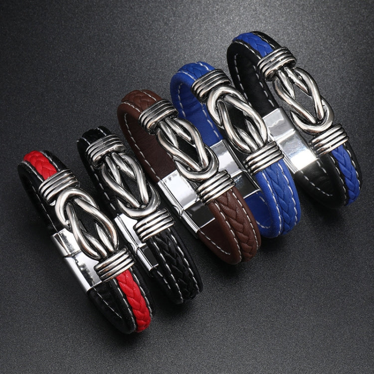 Simple Alloy Magnetic Clasp Leather Bracelet Personalized Braided Bracelet, Style: Black And Red 21cm - Image 2