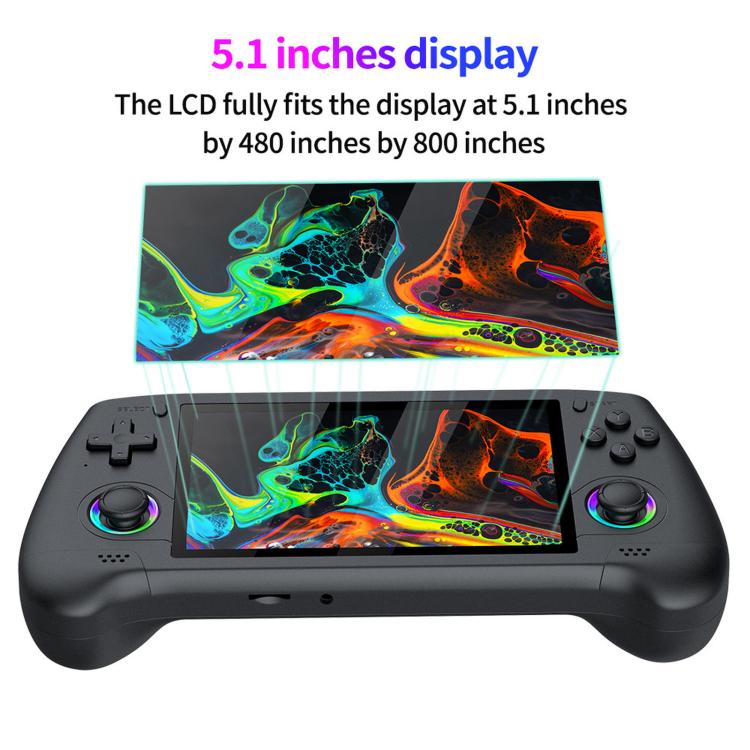 SJGAM M31 HD Retro Handheld Game Console 5.1 Inch RGB Joystick 3D Portable Arcade, Size: 64GB(Black) - Image 5