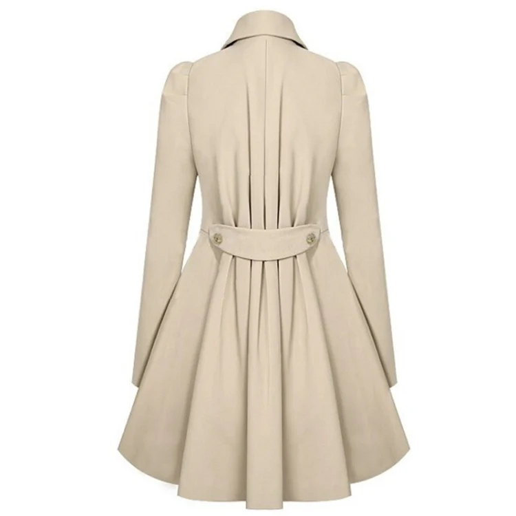 Slim Mid-length Commuter Jacket Trench Coat (Color:Beige Size:M) - Image 3