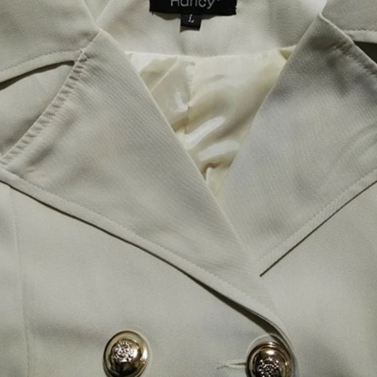 Slim Mid-length Commuter Jacket Trench Coat (Color:Beige Size:XXL) - Image 4