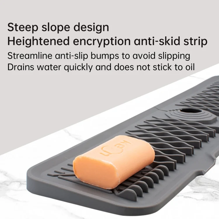 Slope Silicone Faucet Drain Pad Splash-proof Sink Faucet Mat(Beige) - Image 4