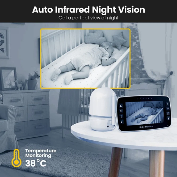 SM43A 4.3inch Color Display Night Vision Smart Zoom Baby Monitor Camera(EU Plug) - Image 6