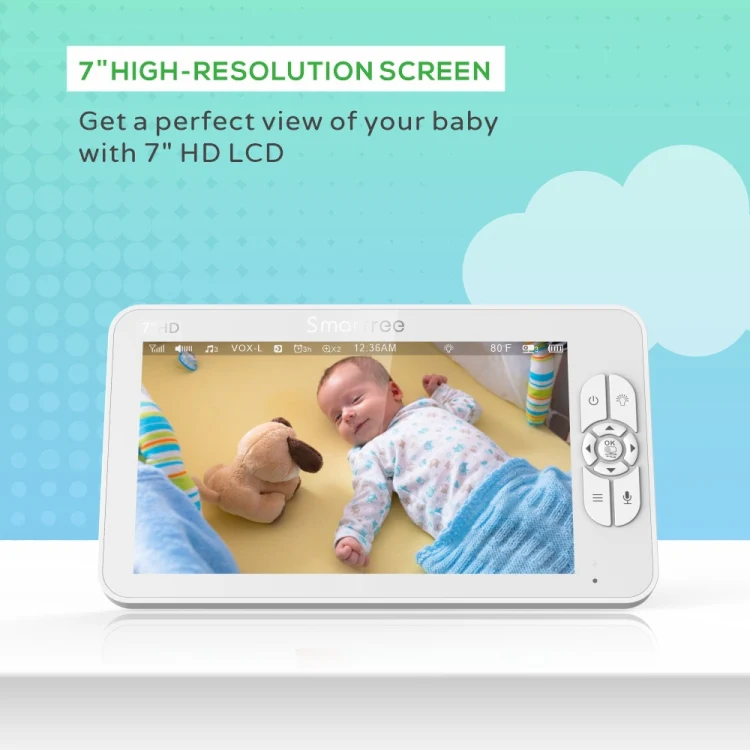 SM70 7-inch 720 x 1080P Wireless Baby Monitor Camera Temperature Monitor 2 Way Audio AU Plug - Image 3
