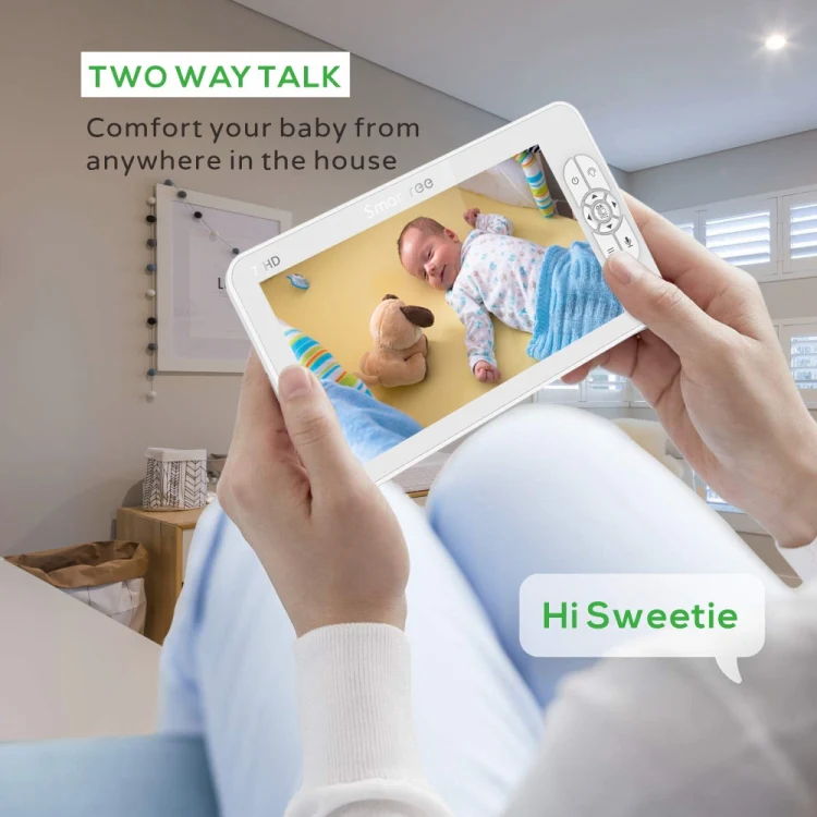 SM70 7-inch 720 x 1080P Wireless Baby Monitor Camera Temperature Monitor 2 Way Audio US Plug - Image 4