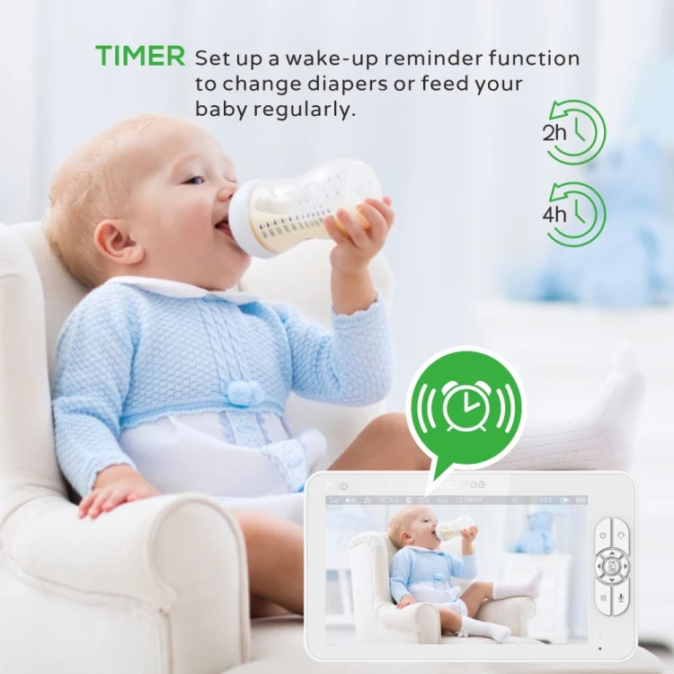 SM70 7-inch 720 x 1080P Wireless Baby Monitor Camera Temperature Monitor 2 Way Audio US Plug - Image 5