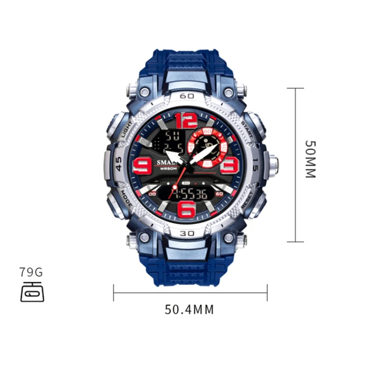 SMAEL 1921 Men Dual Movement Sports Watch Multifunctional Time Night Light Alarm Student Wrist Watch(Army Green) - Image 3