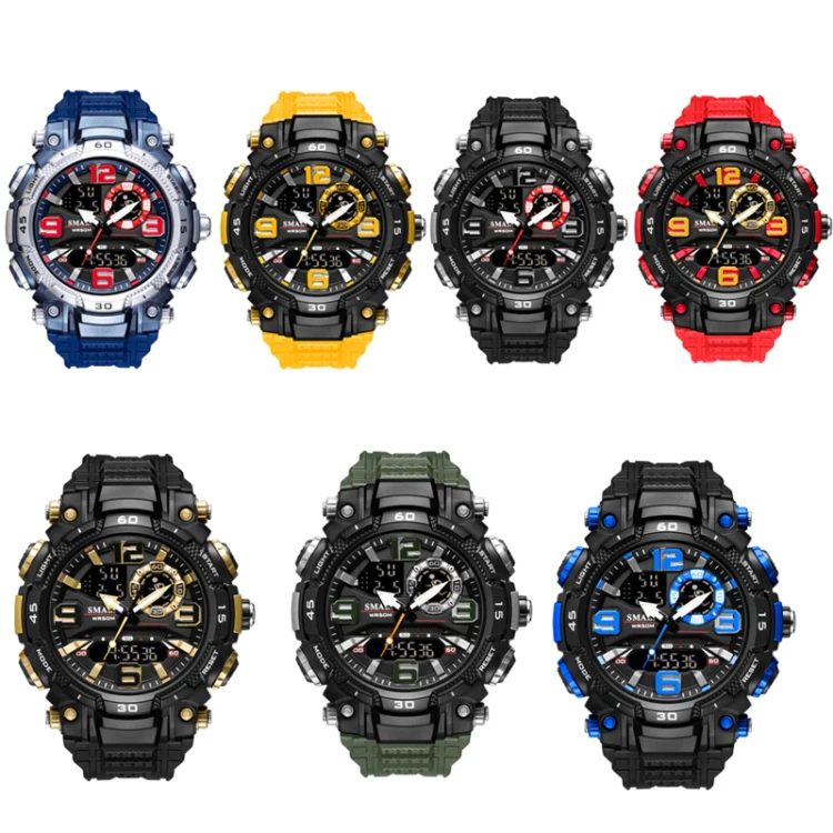 SMAEL 1921 Men Dual Movement Sports Watch Multifunctional Time Night Light Alarm Student Wrist Watch(Black) - Image 2