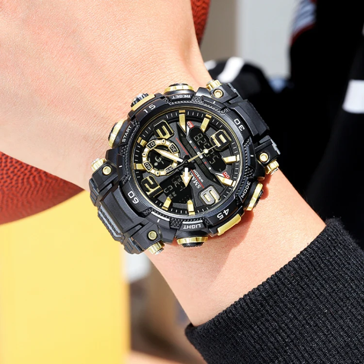 SMAEL 1921 Men Dual Movement Sports Watch Multifunctional Time Night Light Alarm Student Wrist Watch(Black Blue) - Image 7
