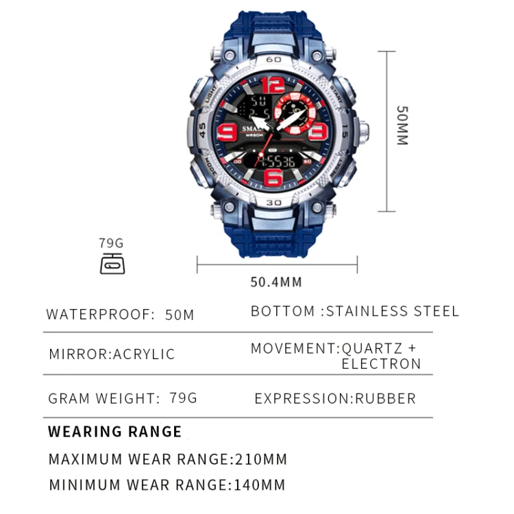 SMAEL 1921 Outdoor Sports Waterproof Men Luminous Time Watch Electronic Watch(Black) - Image 8