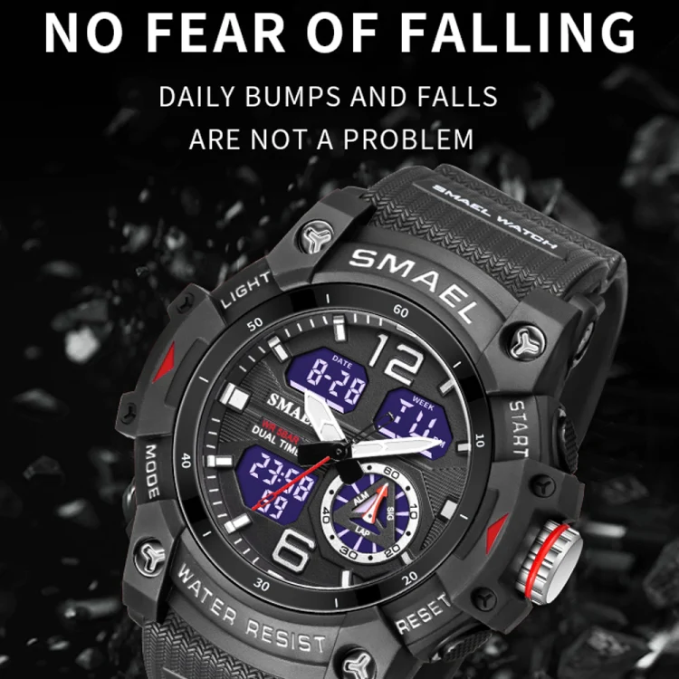 SMAEL 8007 Outdoor Sports Waterproof Dual Display Electronic Quartz Watch(Black Gold) - Image 4