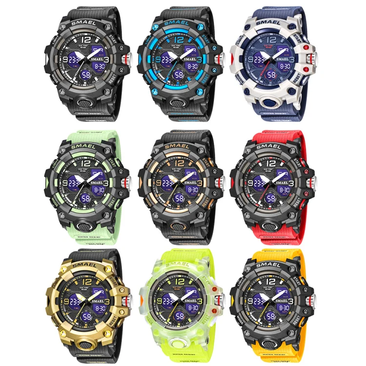 SMAEL 8008 Outdoor Sports Multifunctional Waterproof Luminous Men Watch(Black Blue) - Image 2
