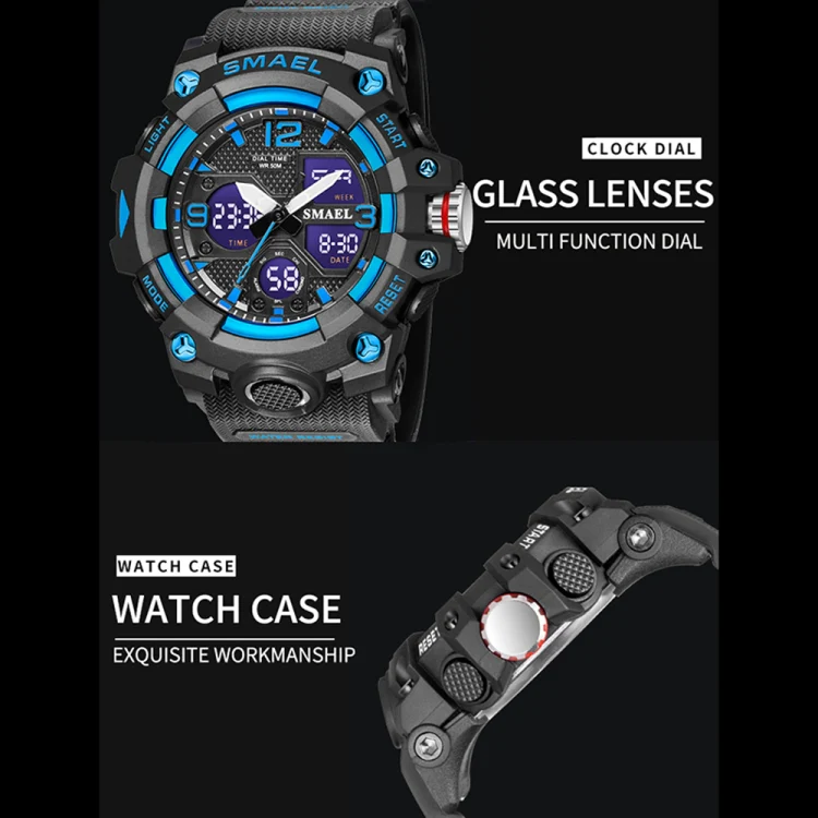 SMAEL 8008 Outdoor Sports Multifunctional Waterproof Luminous Men Watch(Black Blue) - Image 3