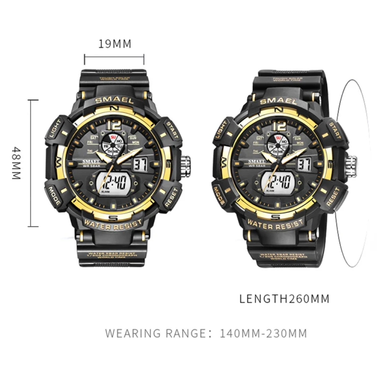 SMAEL 8045 Outdoor Waterproof Time Sports Luminous Dual Display Watch(Black) - Image 3