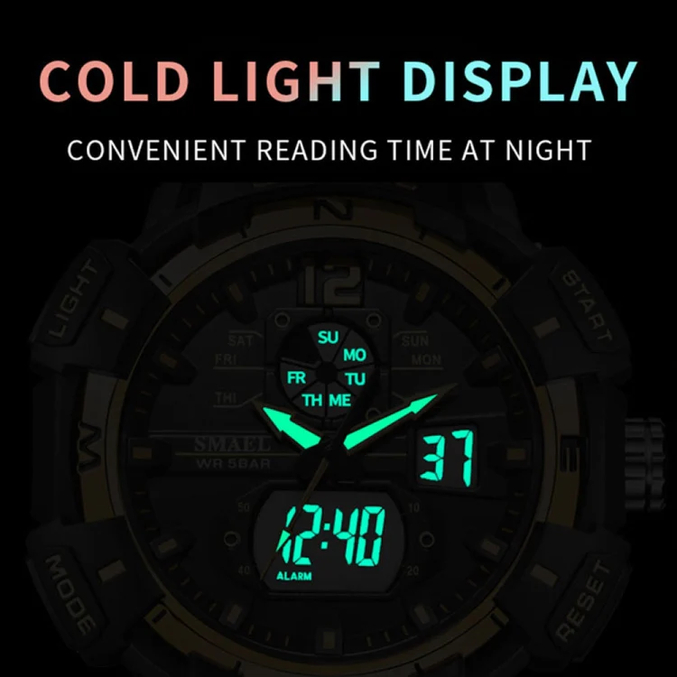 SMAEL 8045 Outdoor Waterproof Time Sports Luminous Dual Display Watch(Black) - Image 6