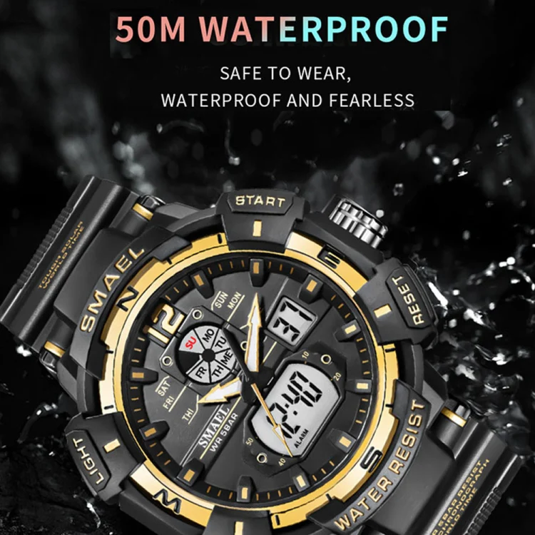 SMAEL 8045 Outdoor Waterproof Time Sports Luminous Dual Display Watch(Black) - Image 7