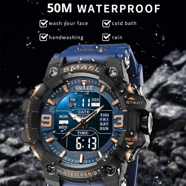 SMAEL 8049 Waterproof Sports Watch Men Multi-function Night Light Electronic Watch(Black Red Green) - Image 5
