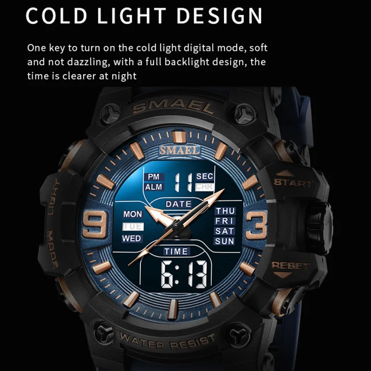 SMAEL 8049 Waterproof Sports Watch Men Multi-function Night Light Electronic Watch(Black Red Green) - Image 6