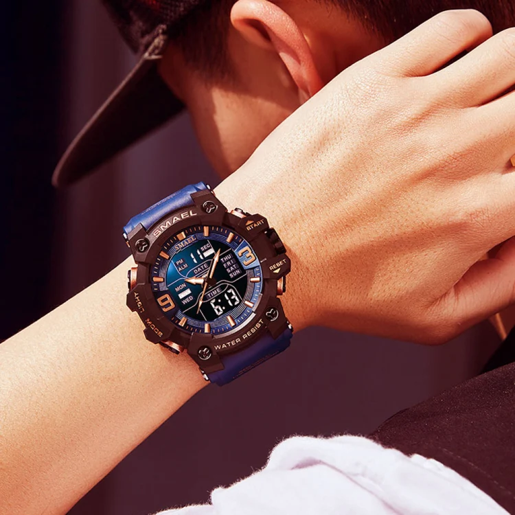 SMAEL 8049 Waterproof Sports Watch Men Multi-function Night Light Electronic Watch(Red) - Image 7