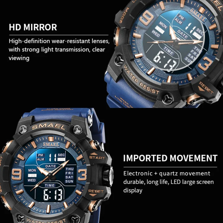 SMAEL 8049 Waterproof Sports Watch Men Multi-function Night Light Electronic Watch(Transparent Gray) - Image 4