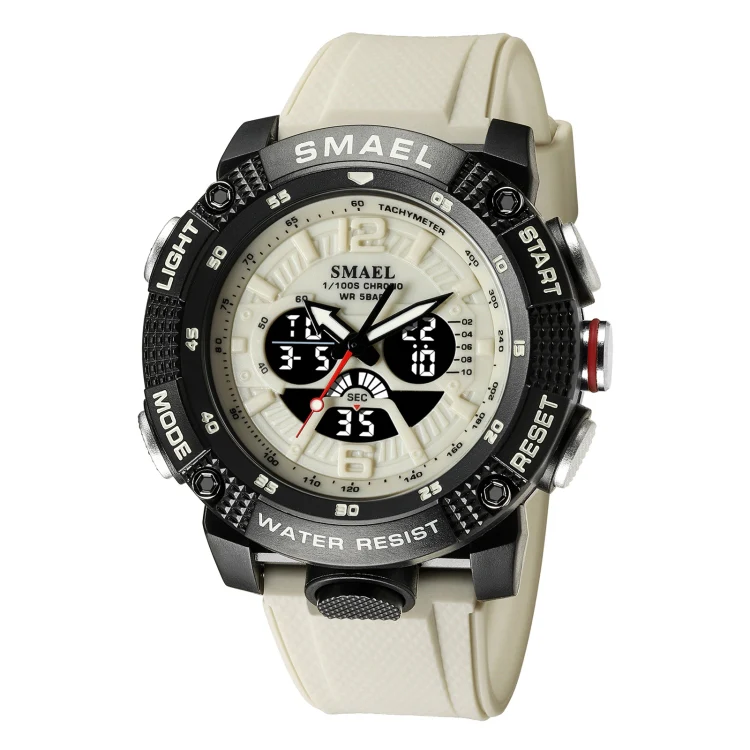 SMAEL 8058 Outdoor Sports Multifunctional Waterproof Electronics Watch(Beige)