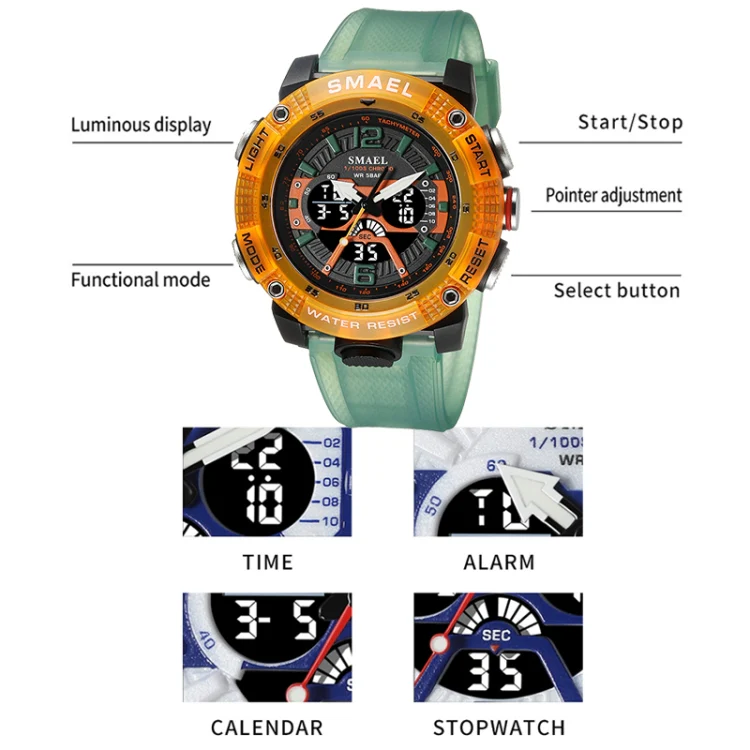 SMAEL 8058 Outdoor Sports Multifunctional Waterproof Electronics Watch(Beige) - Image 3