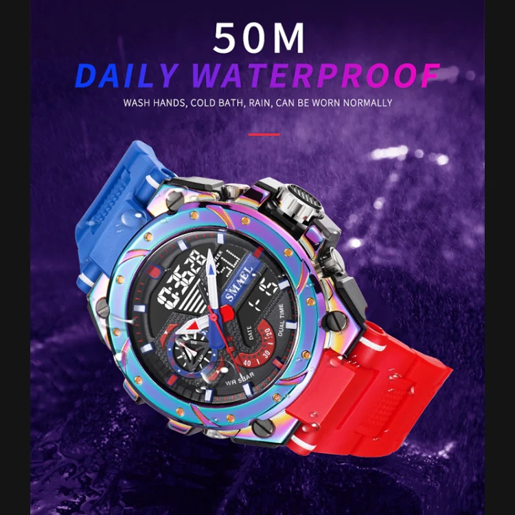 SMAEL 8060 Waterproof Sports Alloy Men Watch Luminous Display HD Mirror Watch(Black) - Image 5