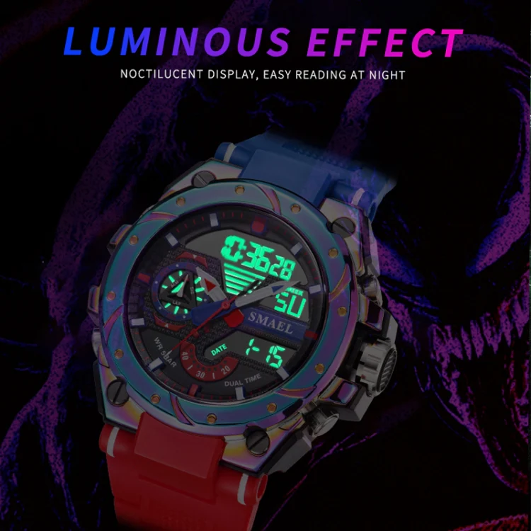 SMAEL 8060 Waterproof Sports Alloy Men Watch Luminous Display HD Mirror Watch(Black) - Image 6