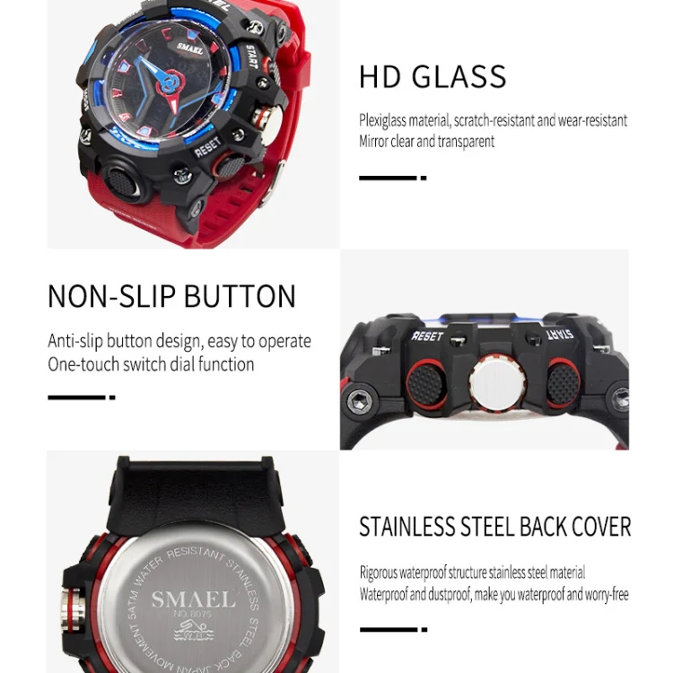 SMAEL 8075 Multi-function Waterproof Night Light Outdoor Watch(Black Gold) - Image 4