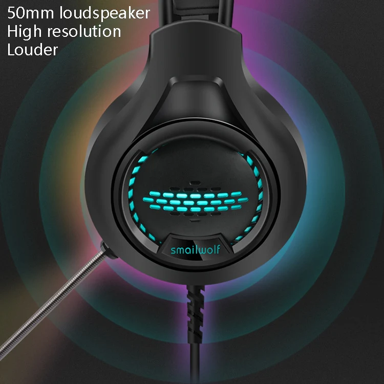 Smailwolf AK3 Headset Game Headphones Wired Luminous Desktop Computer Headset, Style: 3.5mm Double Plug - Image 5
