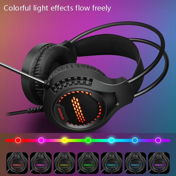 Smailwolf AK3 Headset Game Headphones Wired Luminous Desktop Computer Headset, Style: USB Single-plug - Image 3