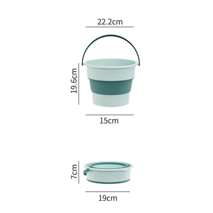 Small 4.6L Folding Thickened Portable Plastic Bucket Outdoor Fishing Barrel Car Travel Wash Barrel(Light Green) - Image 2