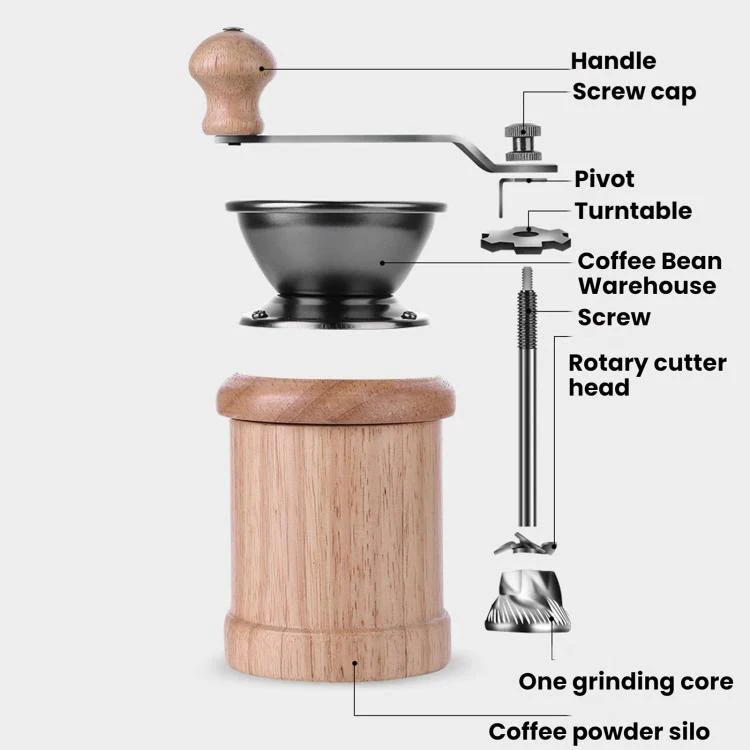 Small Portable Adjustable Hand-cranked Coffee Grinder, Specifications: Beechwood Long - Image 3